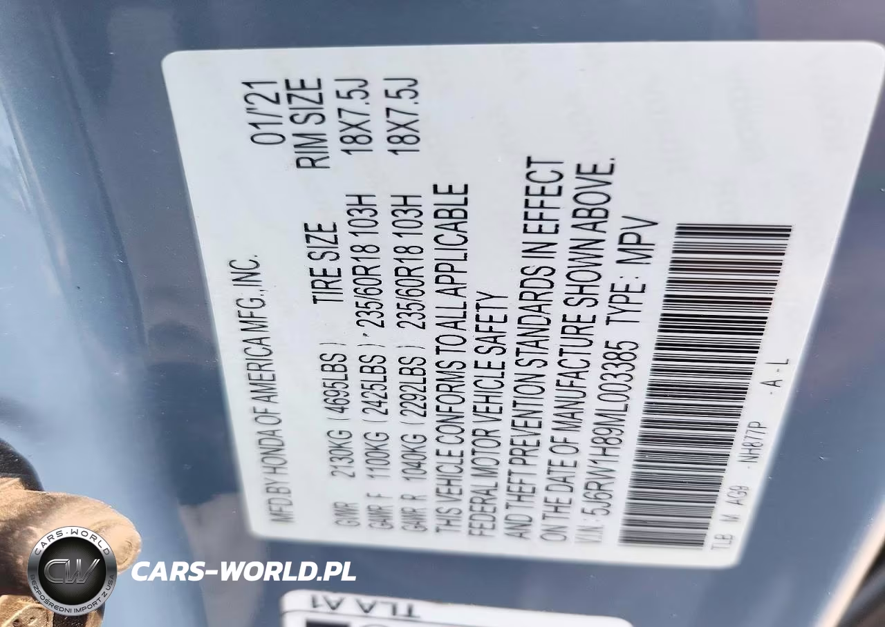 2021 Honda Cr-V Exl VIN:5J6RW1H89ML003385 - 13