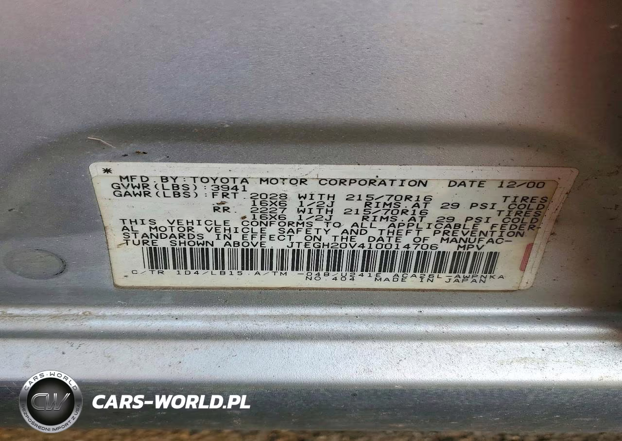 2001 Toyota Rav4 Base VIN:JTEGH20V410014706 - 13