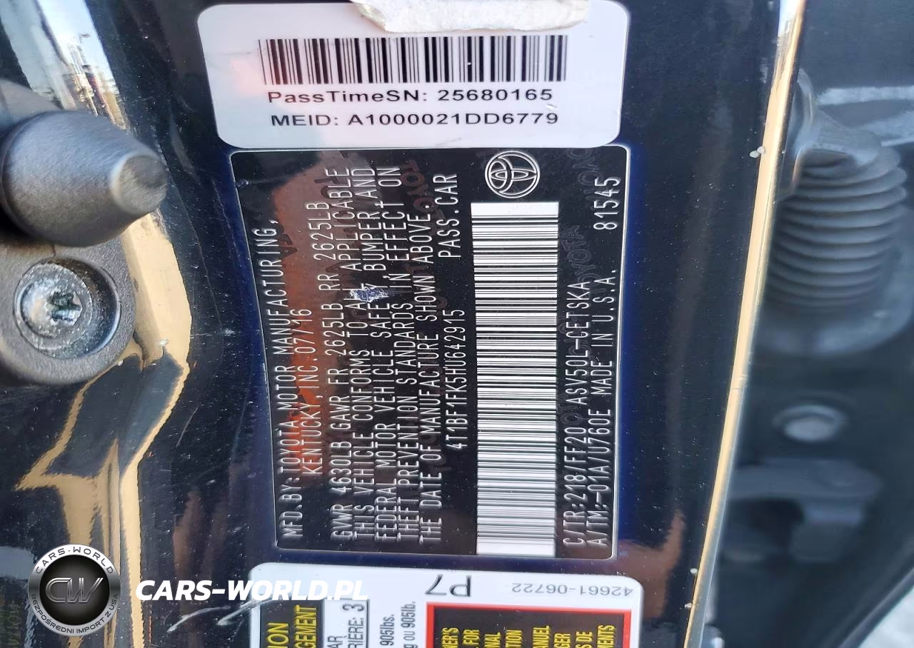 2017 Toyota Camry Se VIN:4T1BF1FK5HU642915 - 12