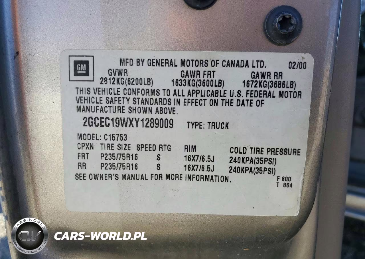 2000 Chevrolet Silverado C1500 VIN:2GCEC19WXY1289009 - 12