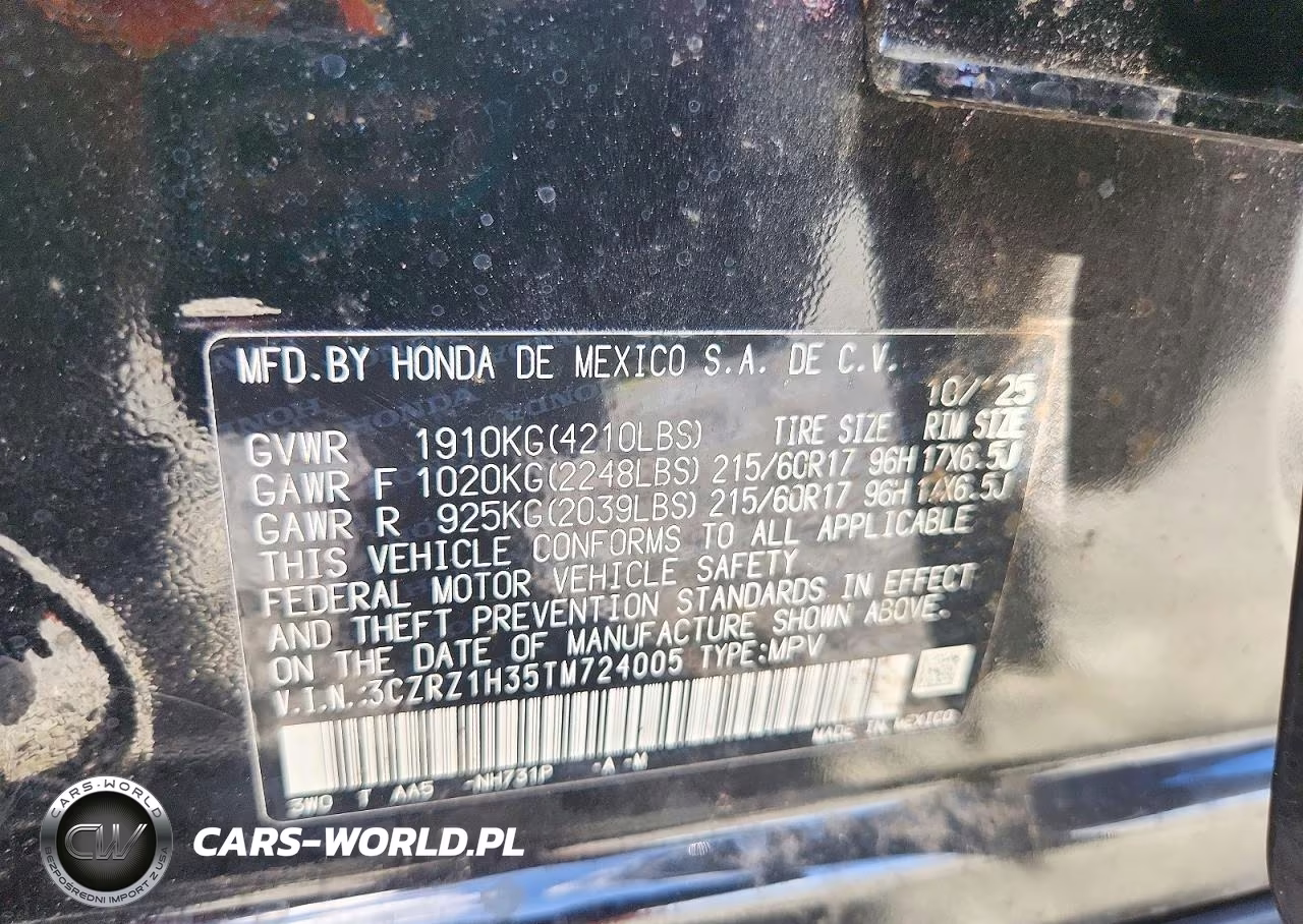 2026 Honda Hr-V Lx VIN:3CZRZ1H35TM724005 - 14