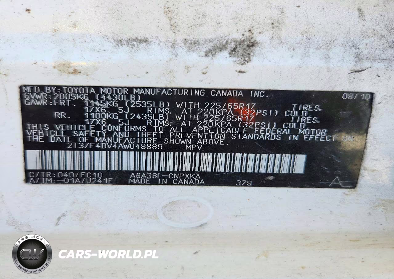 2010 Toyota Rav4 Base VIN:2T3ZF4DV4AW048889 - 13