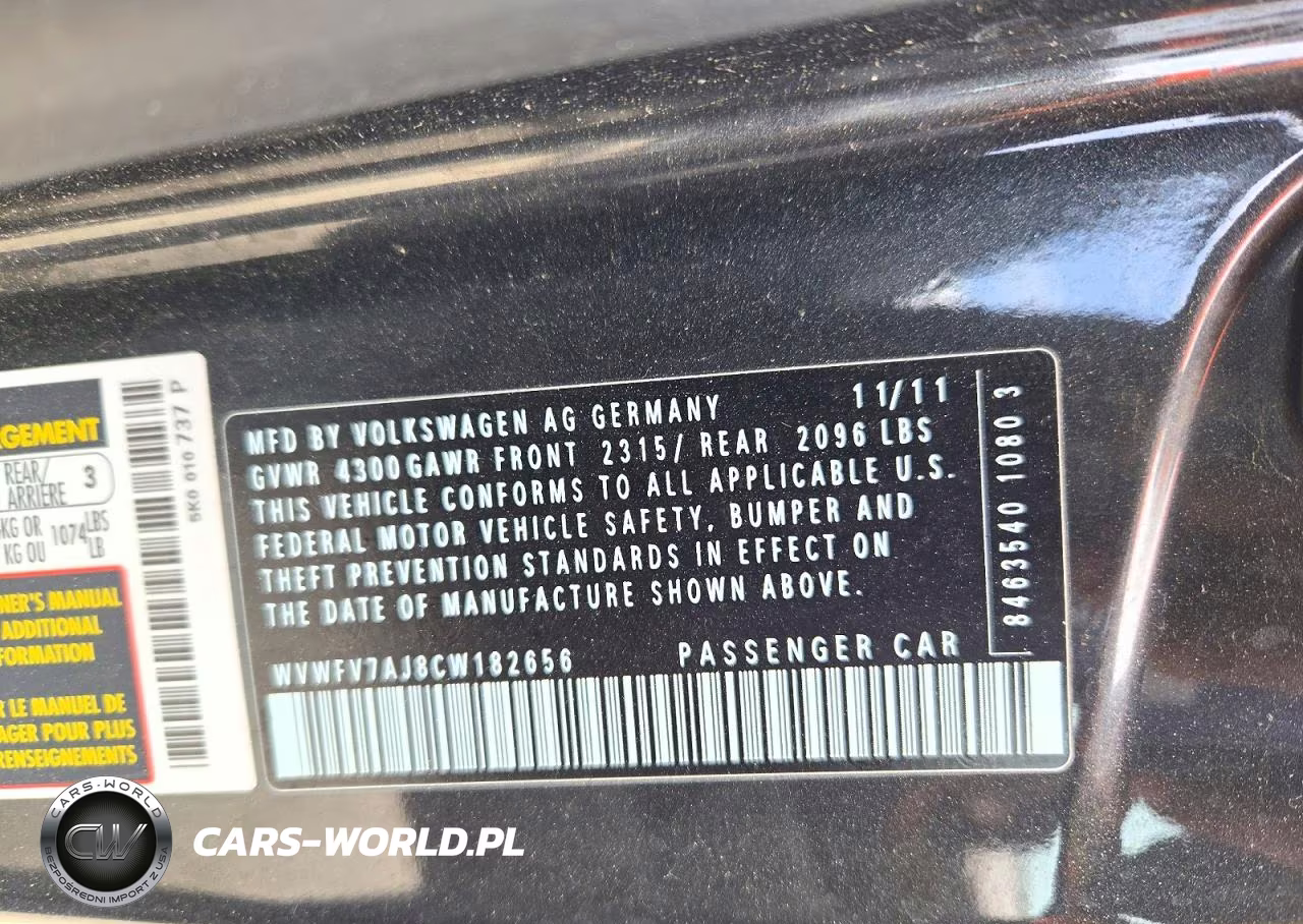 2012 Volkswagen Gti VIN:WVWFV7AJ8CW182656 - 13