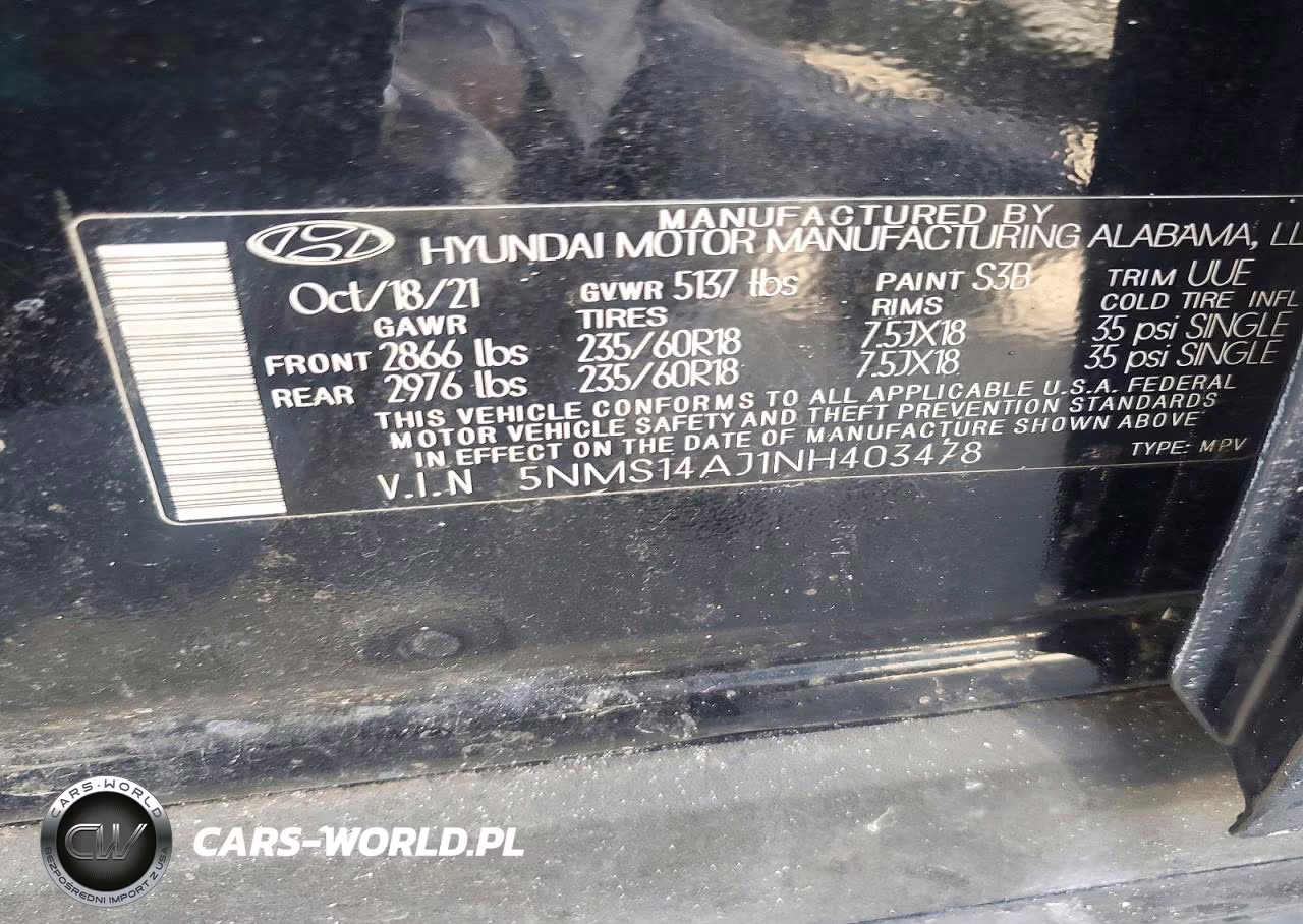 2022 Hyundai Santa Fe Se VIN:5NMS14AJ1NH403478 - 13