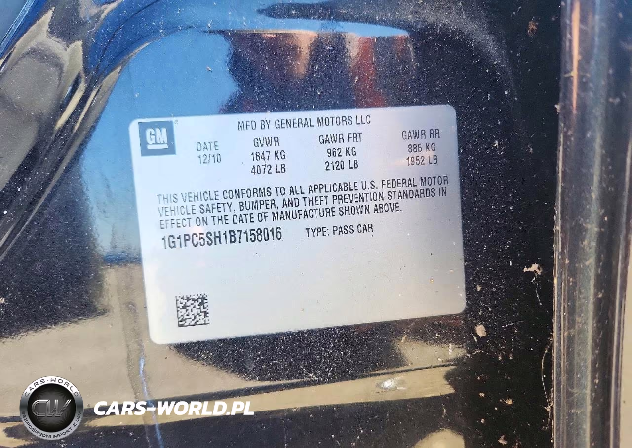 2011 Chevrolet Cruze Ls VIN:1G1PC5SH1B7158016 - 12