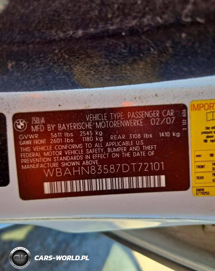 2007 BMW 750 VIN:WBAHN83587DT72101 - 12