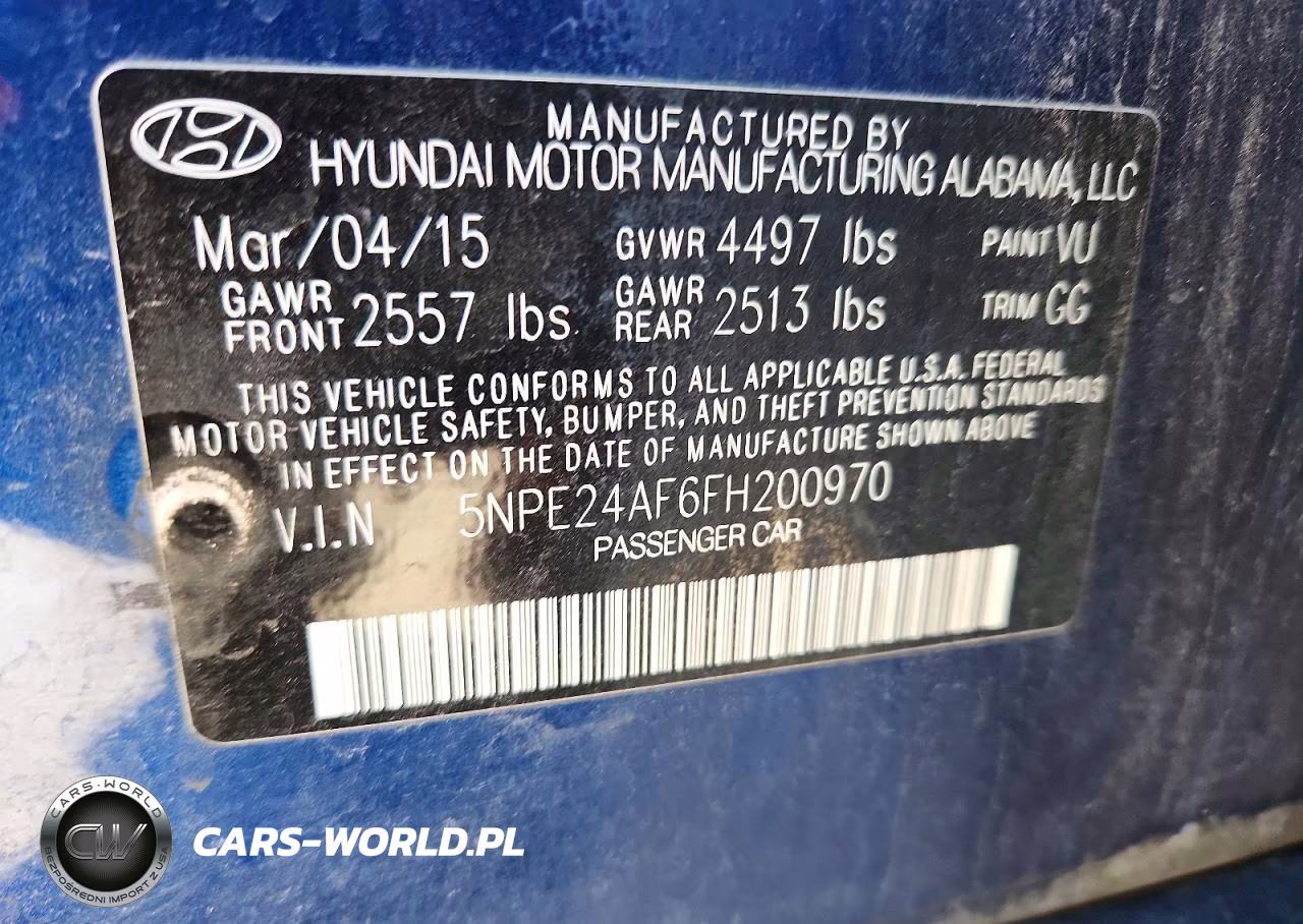 2015 Hyundai Sonata Se VIN:5NPE24AF6FH200970 - 12