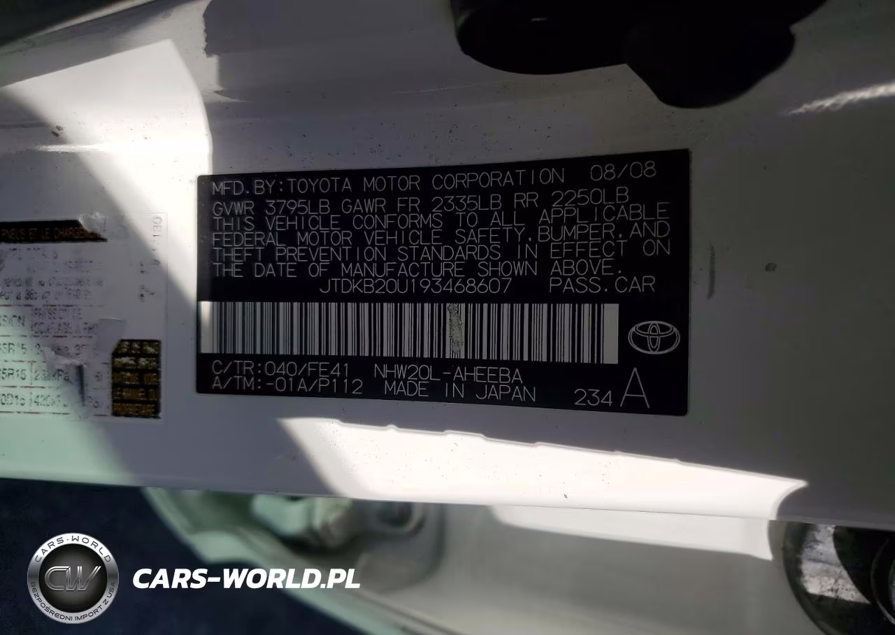 2009 Toyota Prius Base VIN:JTDKB20U193468607 - 12