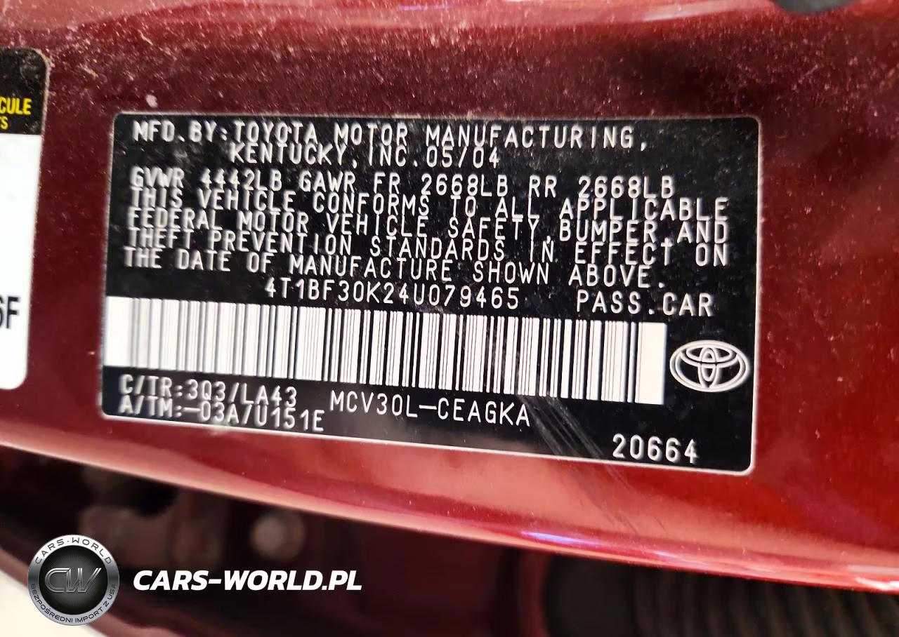 2004 Toyota Camry Xle V6 VIN:4T1BF30K24U079465 - 12