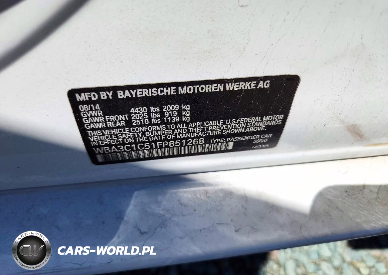 2015 BMW 328 I Sulev VIN:WBA3C1C51FP851268 - 12