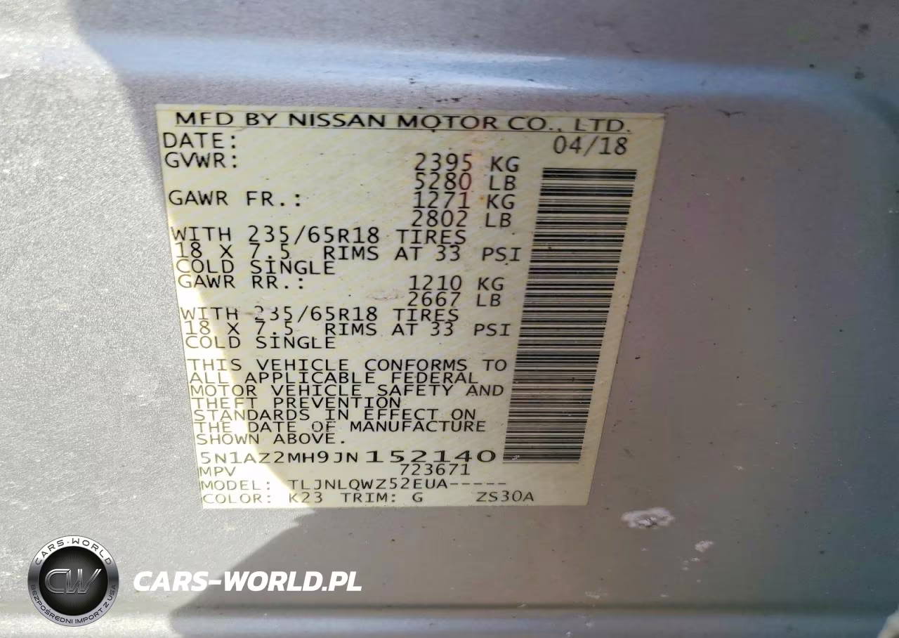 2018 Nissan Murano Sv VIN:5N1AZ2MH9JN152140 - 13