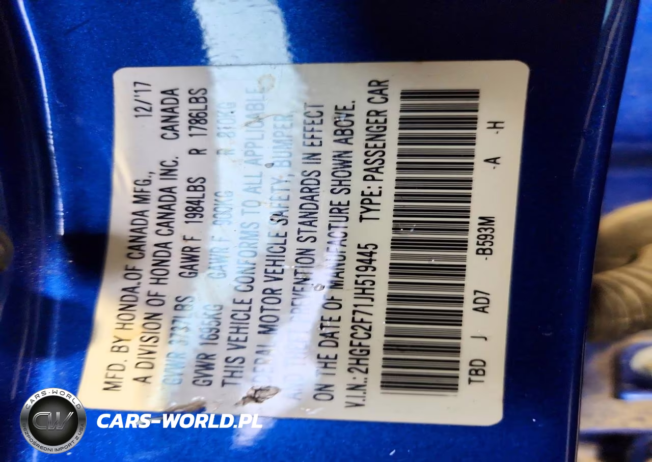 2018 Honda Civic Ex VIN:2HGFC2F71JH519445 - 12