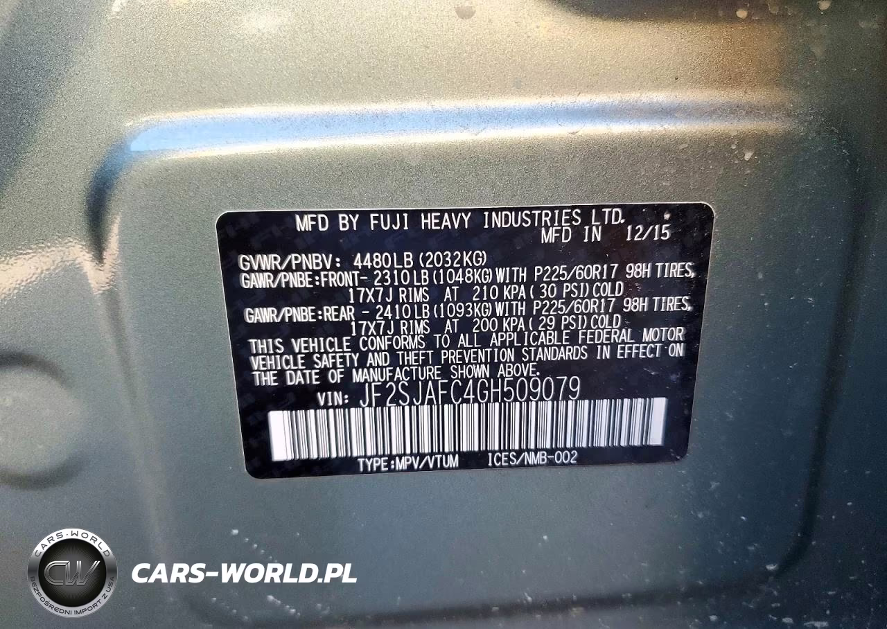 2016 Subaru Forester 2.5I Premium VIN:JF2SJAFC4GH509079 - 13
