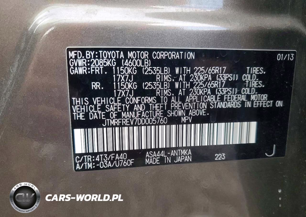 2013 Toyota Rav4 Xle VIN:JTMRFREV7DD005760 - 13