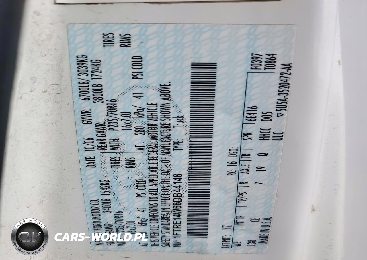 2006 Ford Econoline E150 Van VIN:1FTRE14W66DB44148 - 13