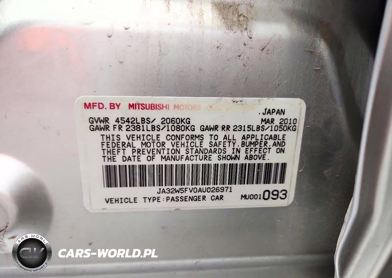 2010 Mitsubishi Lancer Evolution Mr VIN:JA32W5FV0AU026971 - 12