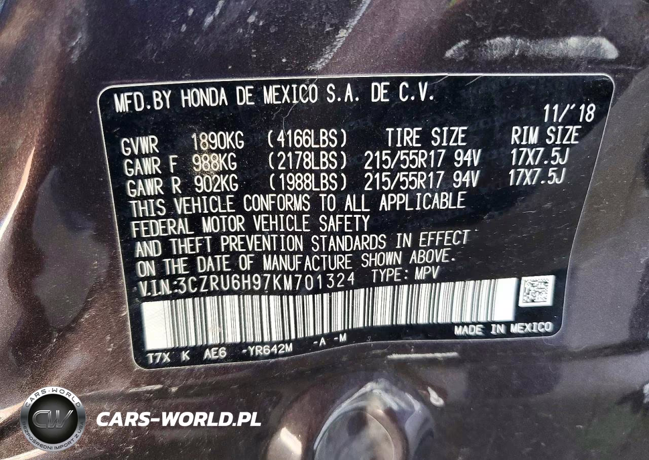 2019 Honda Hr-V Touring VIN:3CZRU6H97KM701324 - 13