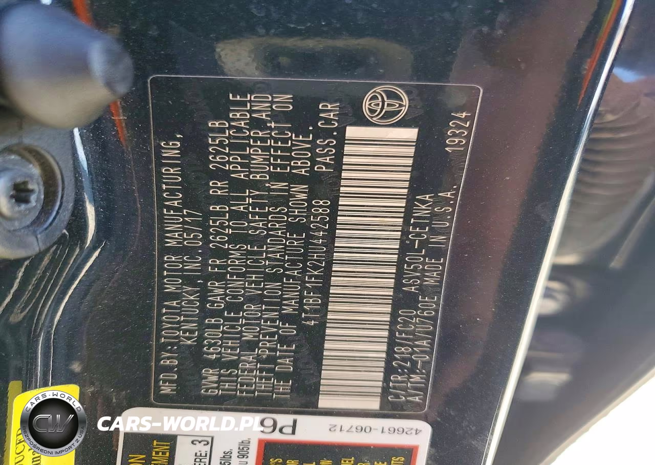 2017 Toyota Camry Le VIN:4T1BF1FK2HU442588 - 12