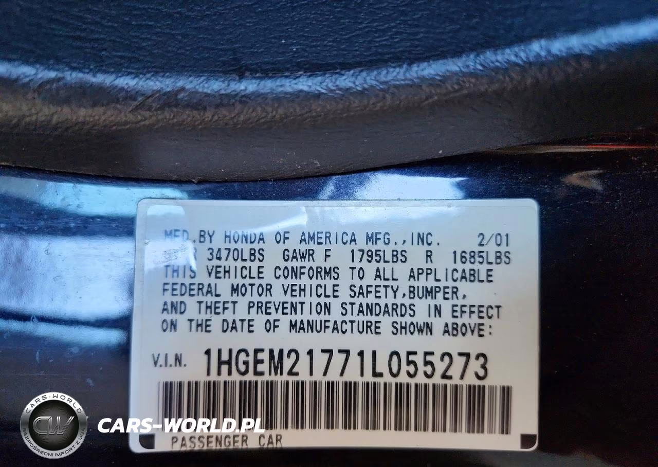 2001 Honda Civic Hx VIN:1HGEM21771L055273 - 12