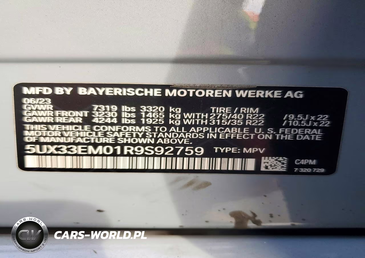 2024 BMW X7 M60I VIN:5UX33EM01R9S92759 - 13
