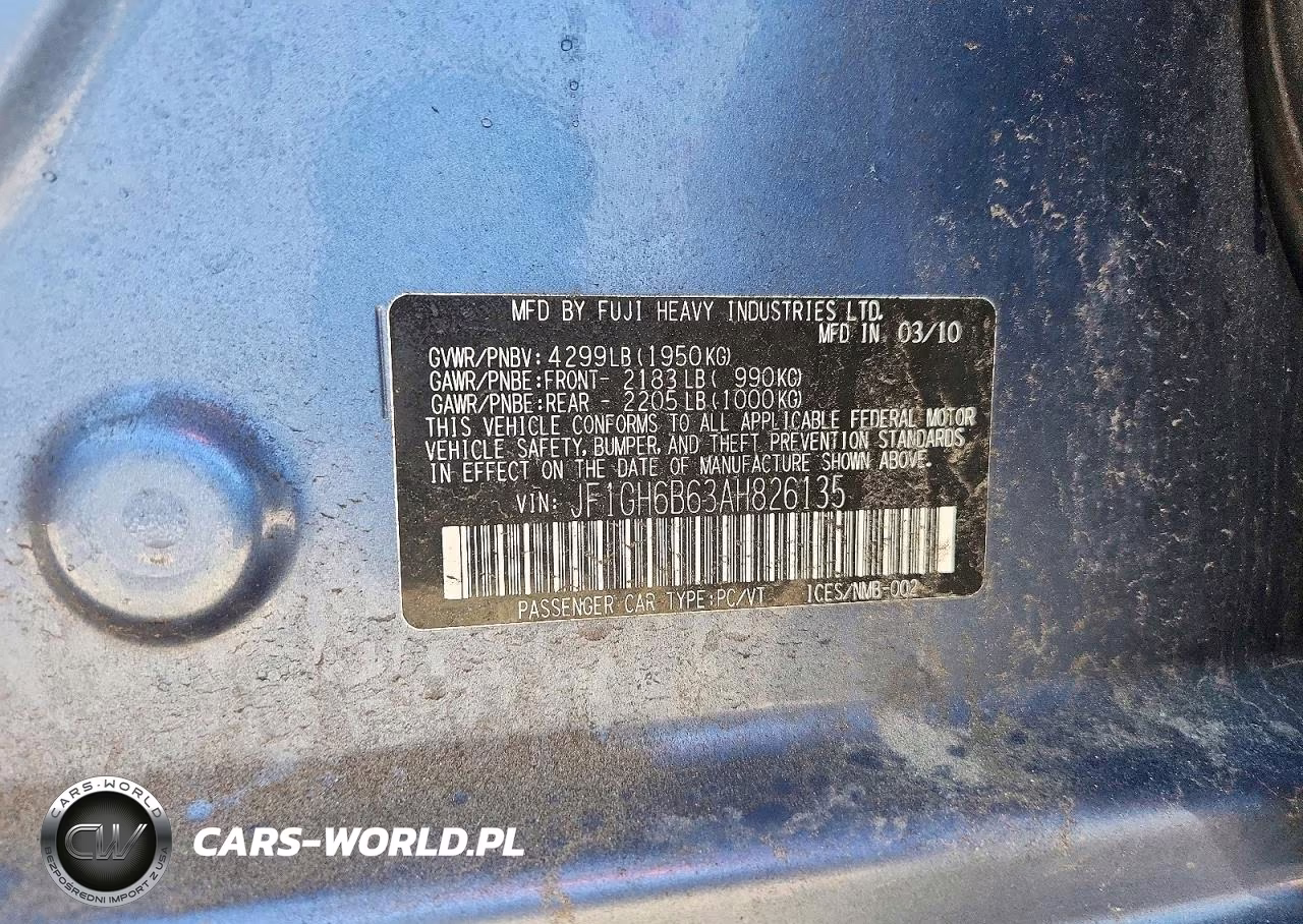2010 Subaru Impreza 2.5I Premium VIN:JF1GH6B63AH826135 - 12