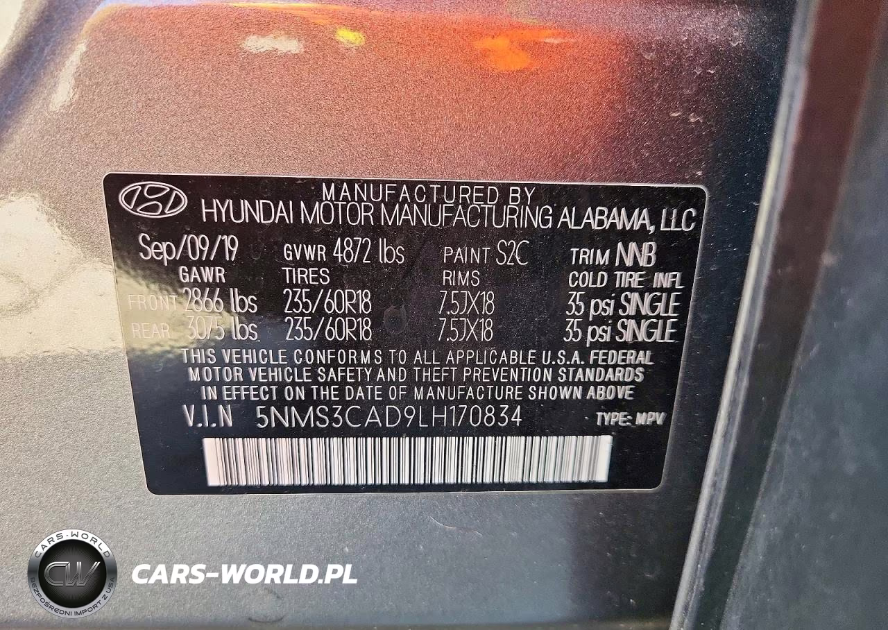 2020 Hyundai Santa Fe Sel VIN:5NMS3CAD9LH170834 - 12