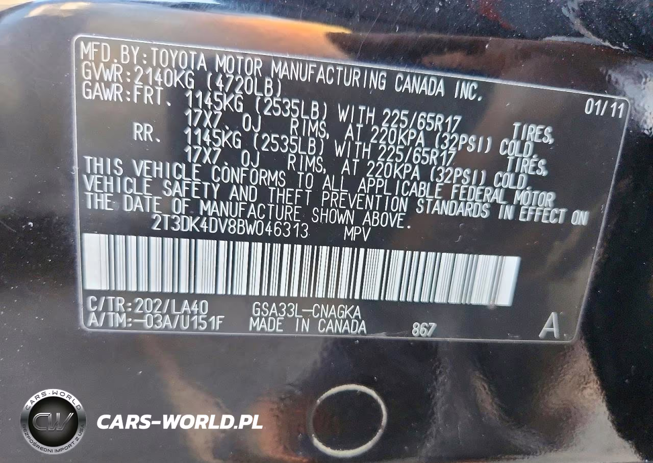 2011 Toyota Rav4 Limited VIN:2T3DK4DV8BW046313 - 13