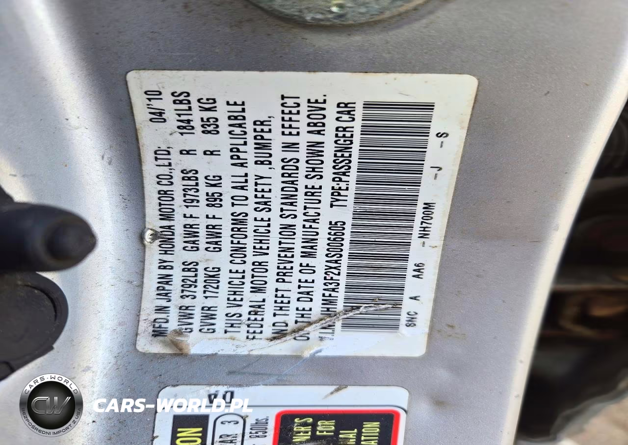 2010 Honda Civic Hybrid VIN:JHMFA3F2XAS006605 - 12
