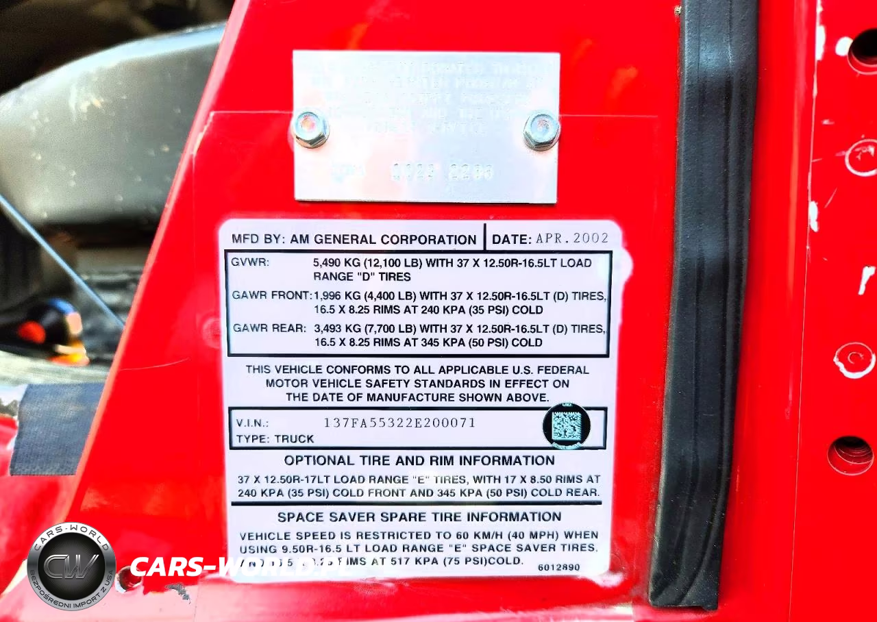 2002 Hummer H1 - Brush Fire Truck VIN:137FA55322E200071 - 14