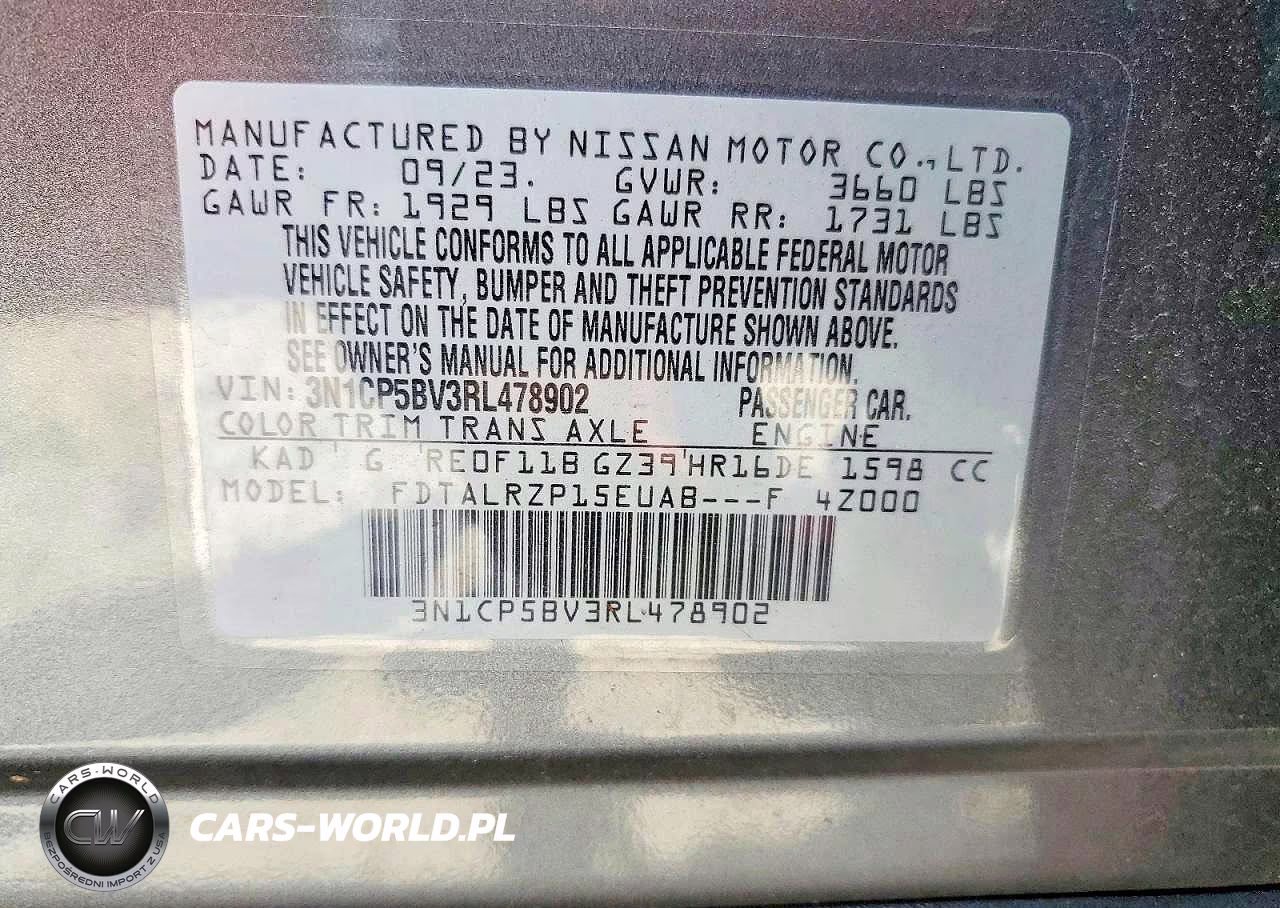2024 Nissan Kicks S VIN:3N1CP5BV3RL478902 - 13