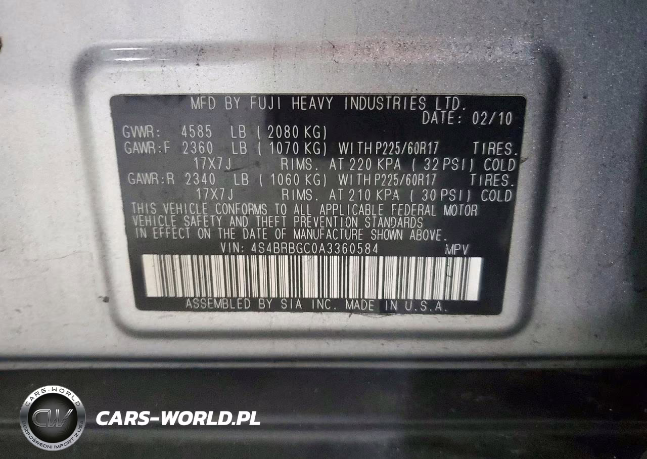 2010 Subaru Outback 2.5I Premium VIN:4S4BRBGC0A3360584 - 13