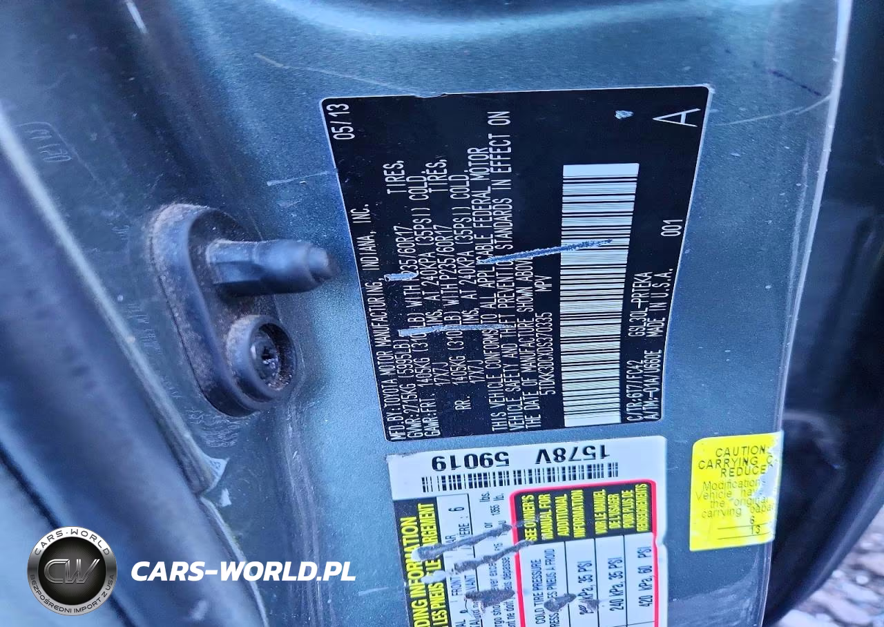 2013 Toyota Sienna Le VIN:5TDKK3DCXDS370335 - 13