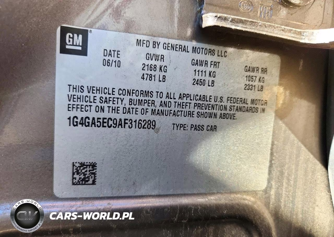 2010 Buick Lacrosse Cx VIN:1G4GA5EC9AF316289 - 12