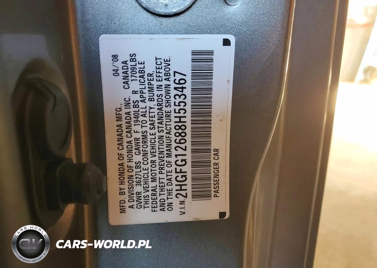 2008 Honda Civic Lx VIN:2HGFG12688H553467 - 13
