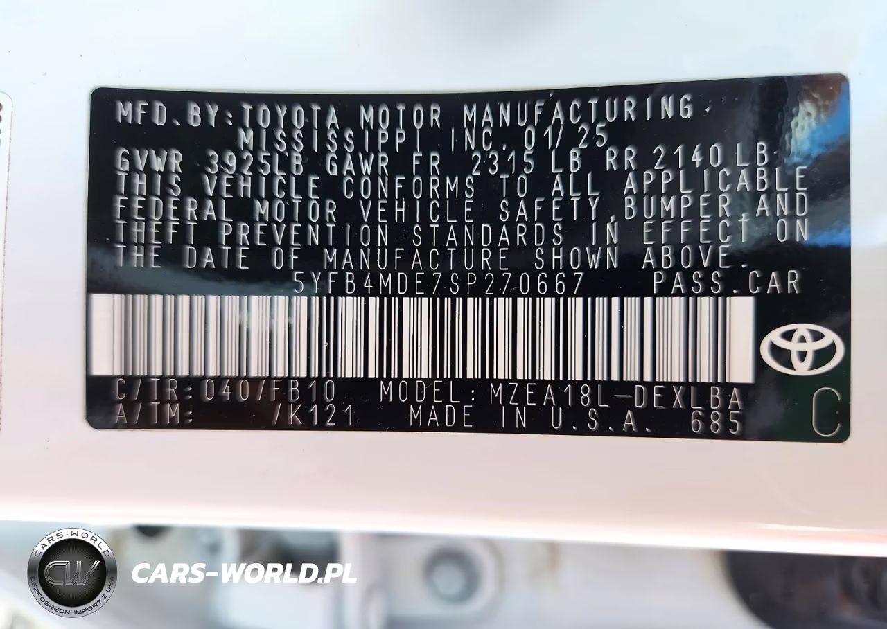 2025 Toyota Corolla Le VIN:5YFB4MDE7SP270667 - 12