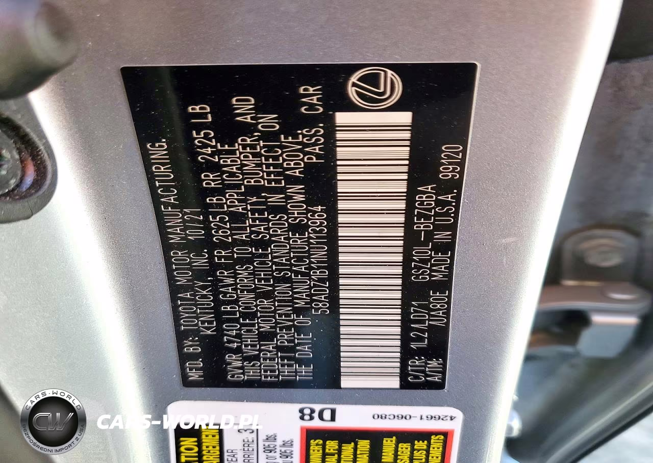 2022 Lexus Es 350 Base VIN:58ADZ1B11NU113964 - 13