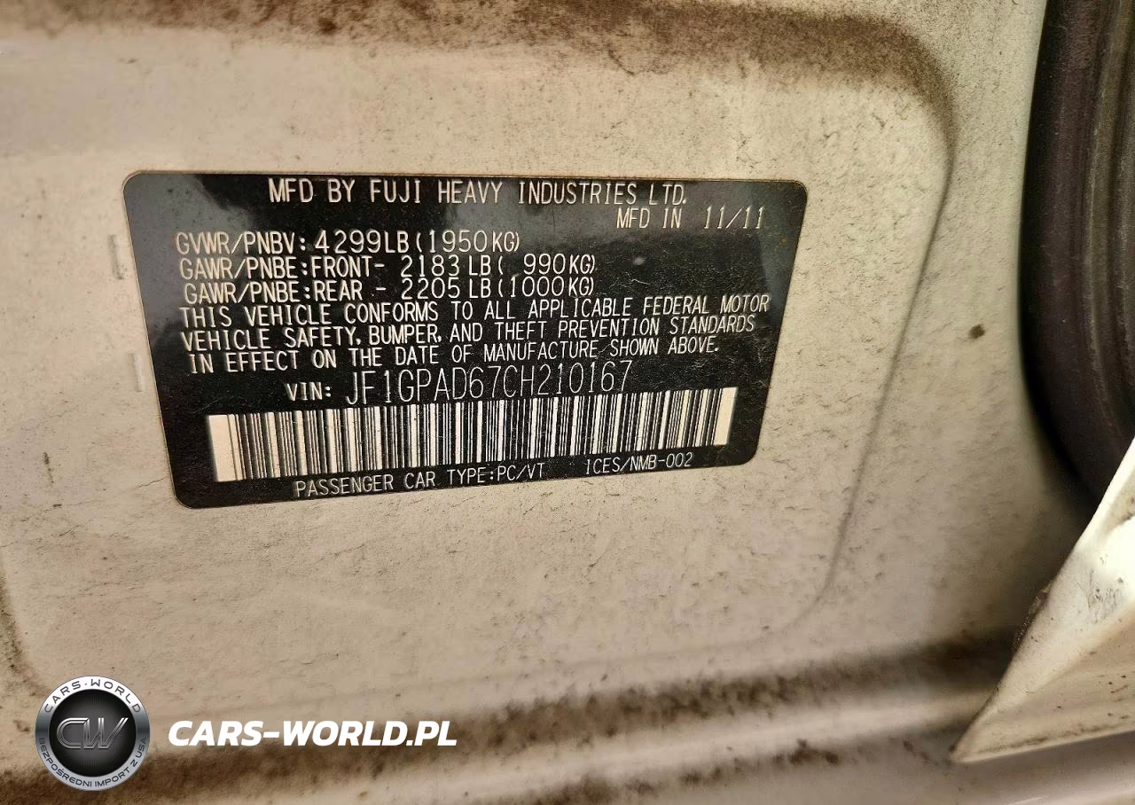 2012 Subaru Impreza Premium VIN:JF1GPAD67CH210167 - 12