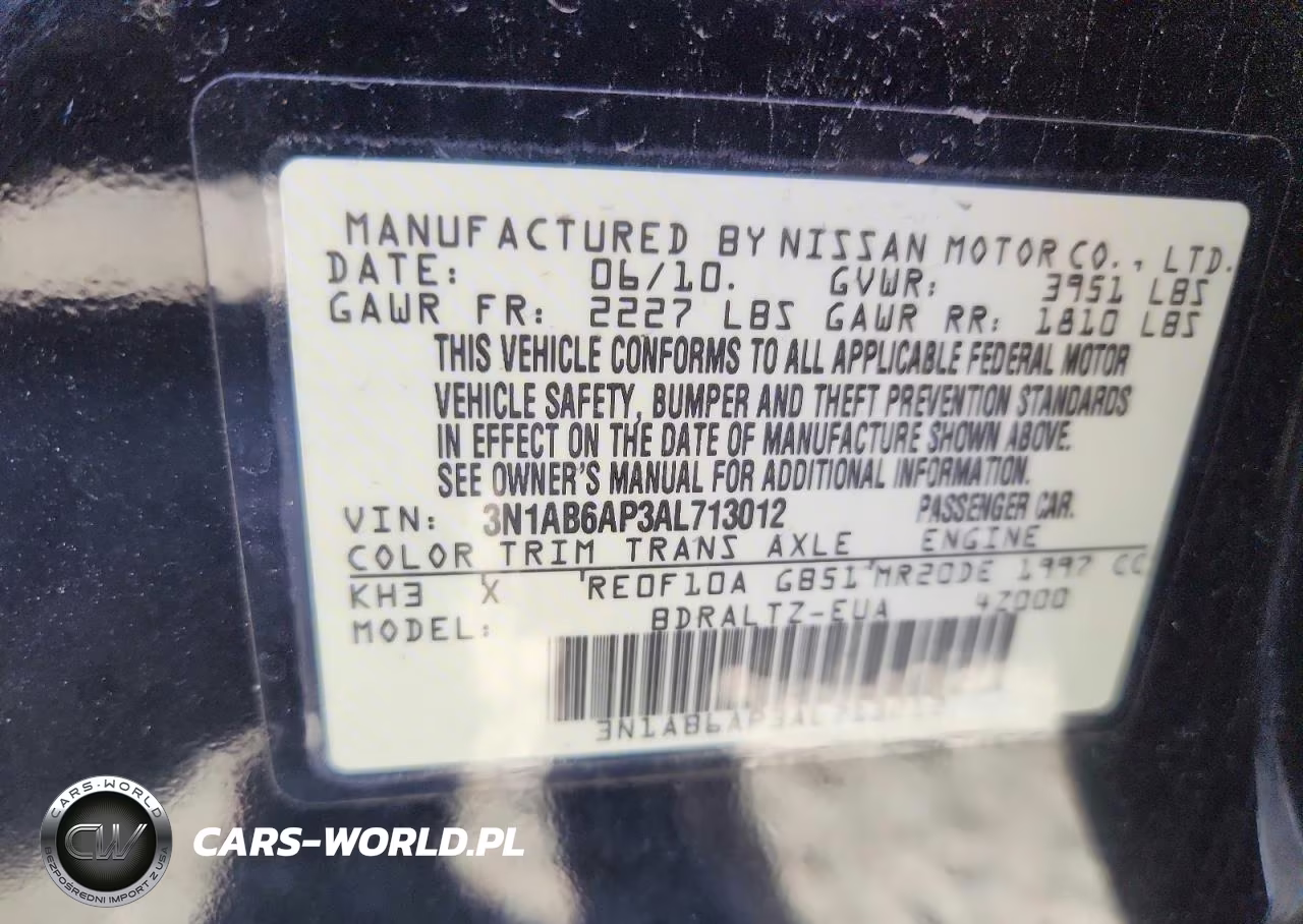2010 Nissan Sentra 2.0 VIN:3N1AB6AP3AL713012 - 12