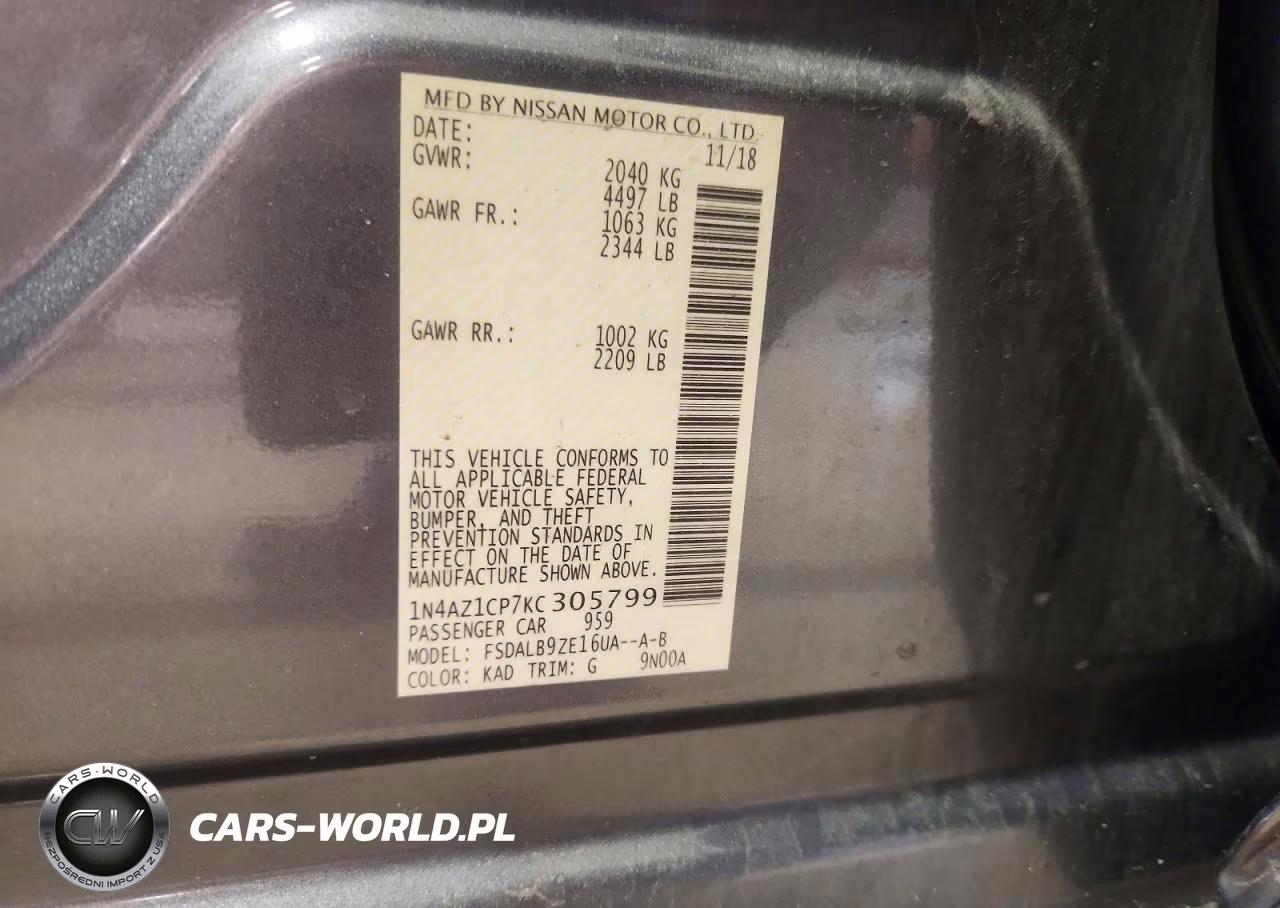 2019 Nissan Leaf S VIN:1N4AZ1CP7KC305799 - 12