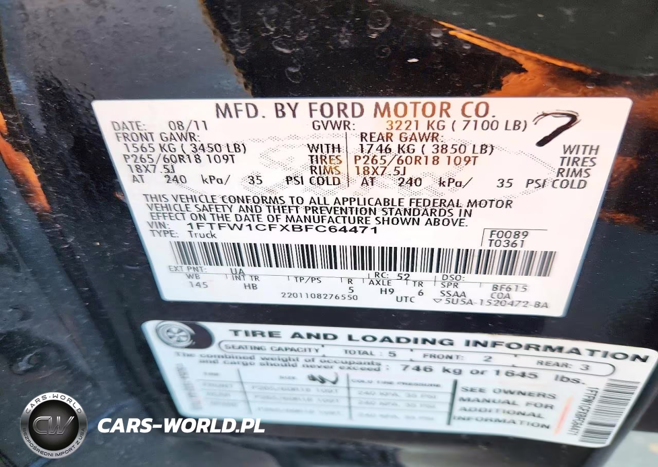 2011 Ford F150 Supercrew VIN:1FTFW1CFXBFC64471 - 12