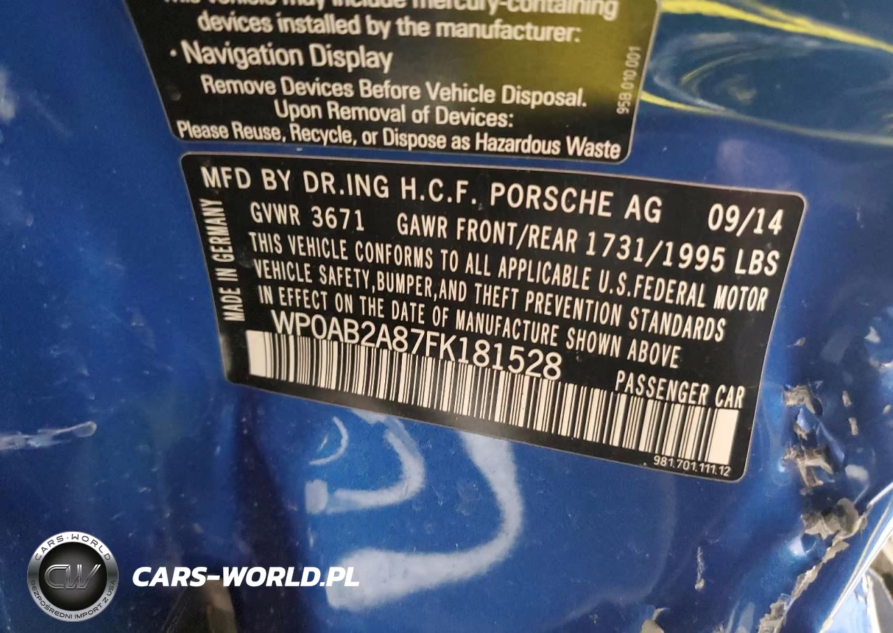 2015 Porsche Cayman S VIN:WP0AB2A87FK181528 - 12