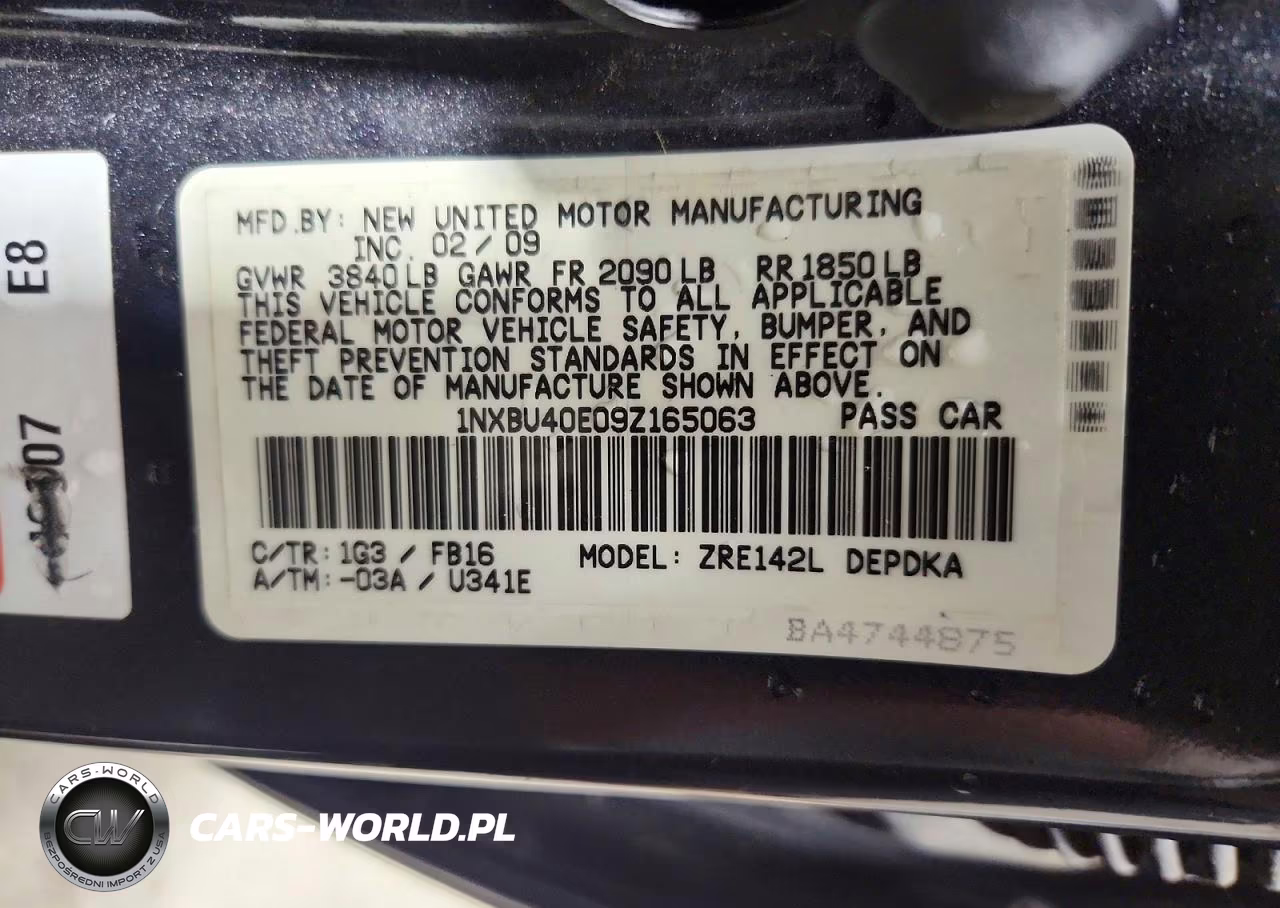 2009 Toyota Corolla Le VIN:1NXBU40E09Z165063 - 12