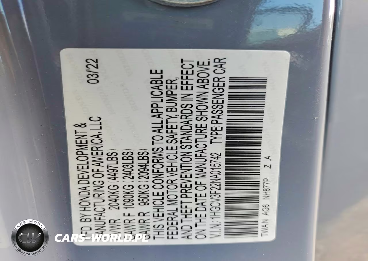 2022 Honda Accord Hybrid Sport VIN:1HGCV3F22NA015742 - 12