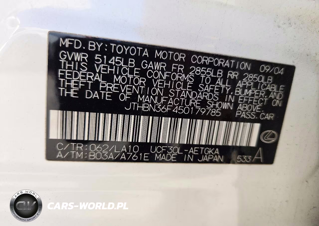 2005 Lexus Ls 400 VIN:JTHBN36F450179785 - 12