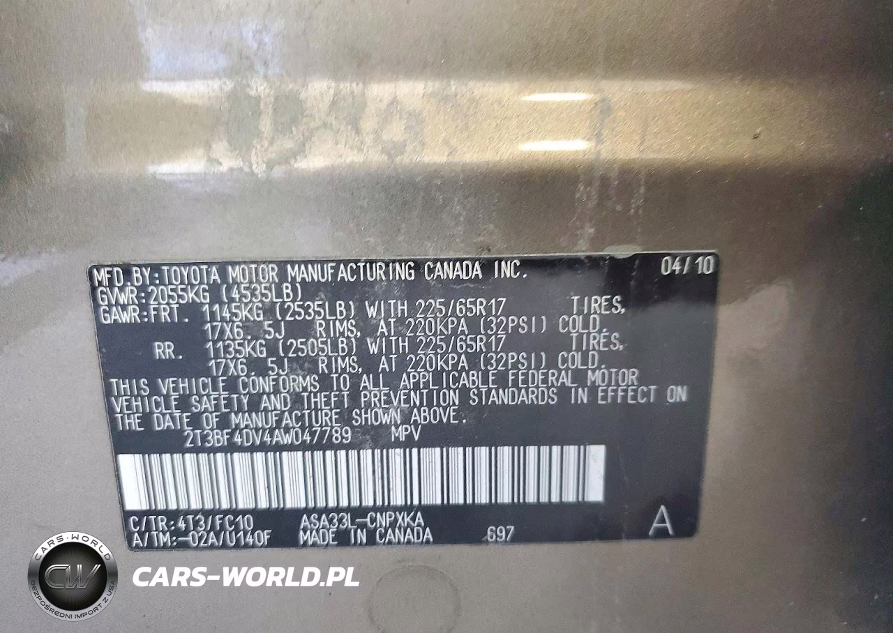 2010 Toyota Rav4 Base VIN:2T3BF4DV4AW047789 - 13