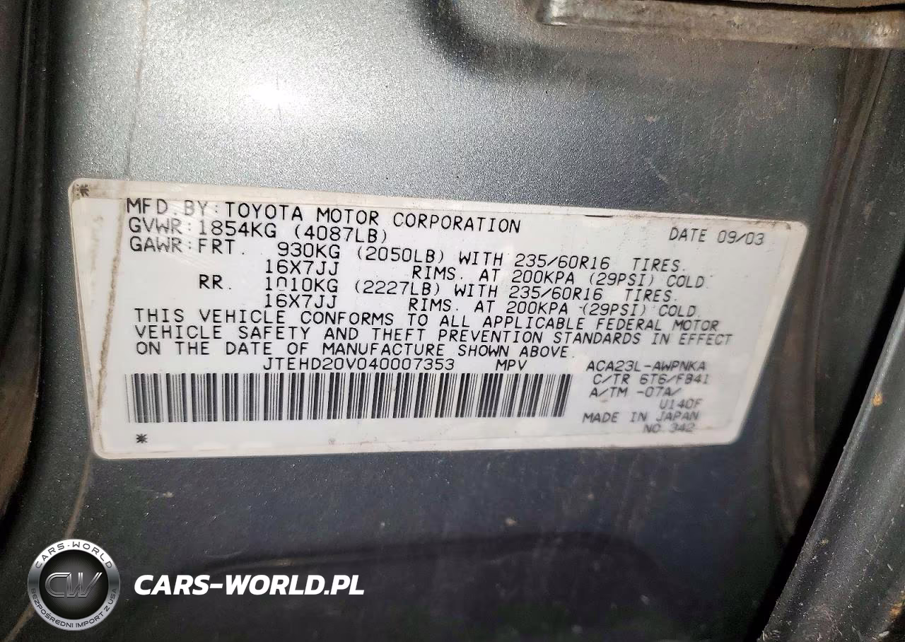 2004 Toyota Rav4 Base VIN:JTEHD20V040007353 - 13