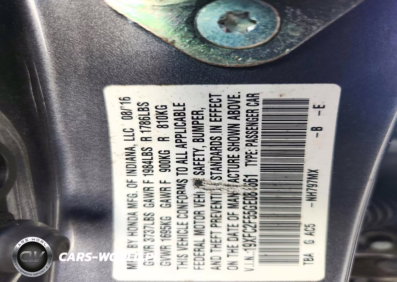 2016 Honda Civic Lx VIN:19XFC2F55GE081661 - 12