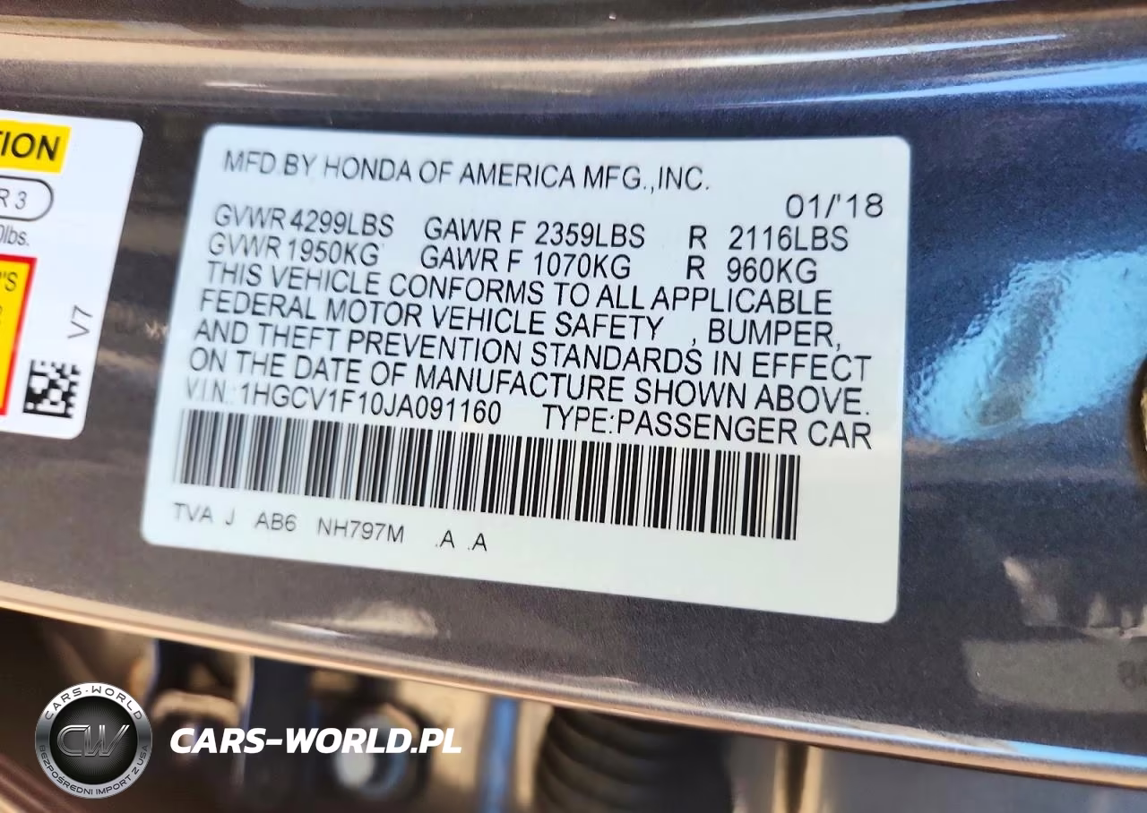 2018 Honda Accord Lx VIN:1HGCV1F10JA091160 - 12