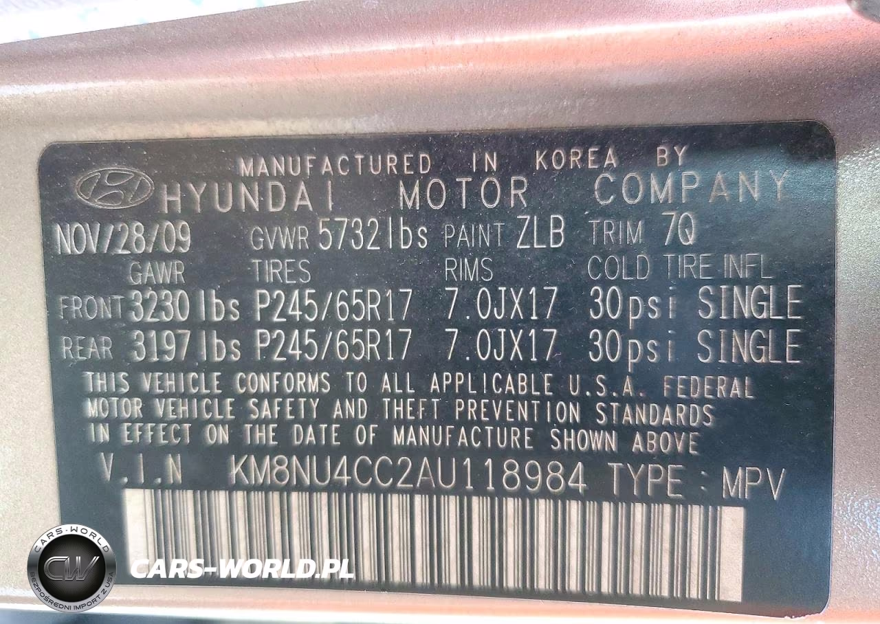 2010 Hyundai Veracruz Gls VIN:KM8NU4CC2AU118984 - 13