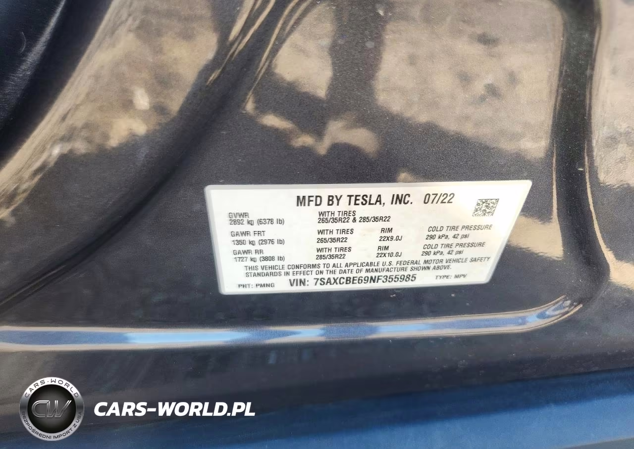 2022 Tesla Model X VIN:7SAXCBE69NF355985 - 13